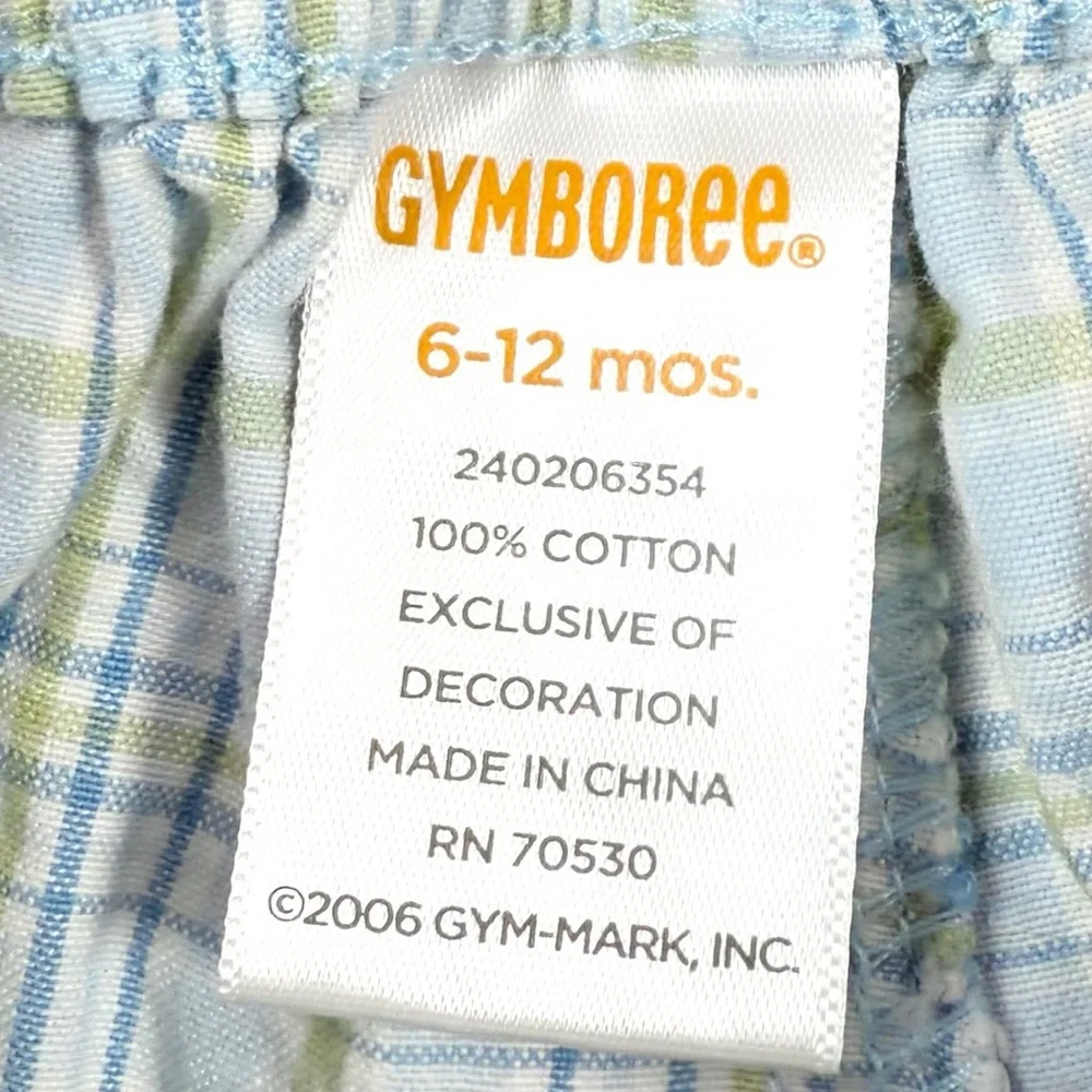 GYMBOREE Baby Boys' Garden‎ Party Plaid Hedgehog Applique Shorts Preppy 6-12M
